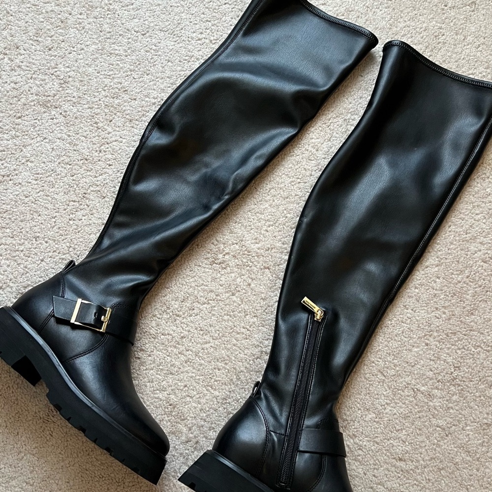 Michael Kors Black Leather Over the Knee Boots